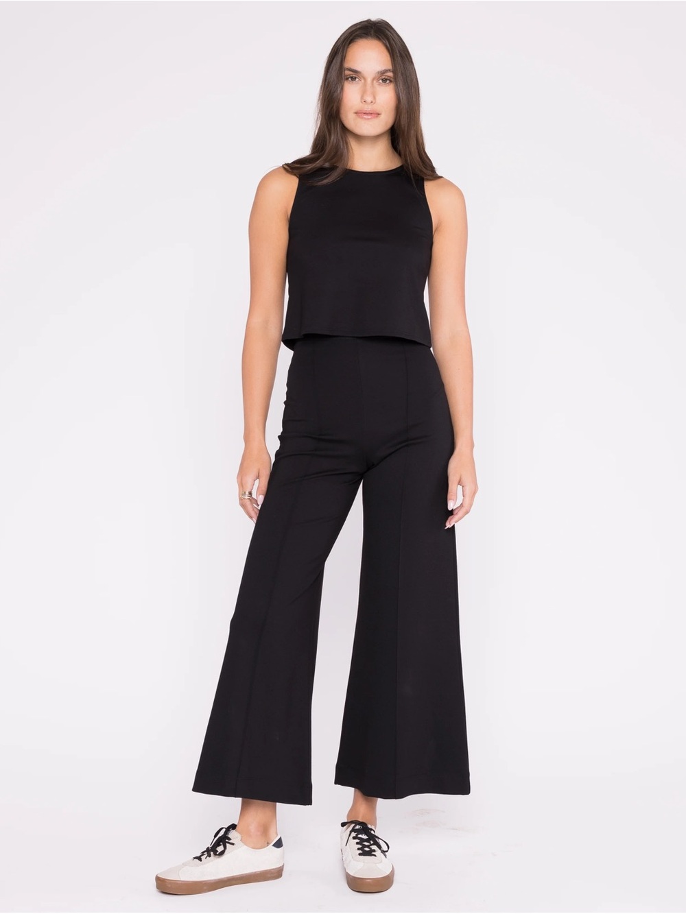 Ripley Rader Black Ponte Knit Cropped Wde Leg Pant